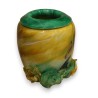 Vase en verre vert et jaune signé LUZORO 98