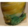 Vase en verre vert et jaune signé LUZORO 98