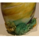 Vase en verre vert et jaune signé LUZORO 98