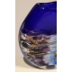 Vase en verre bleu et or signé LUZORO 1992