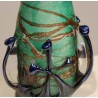 Vase en verre vert et bleu signé LUZORO 96