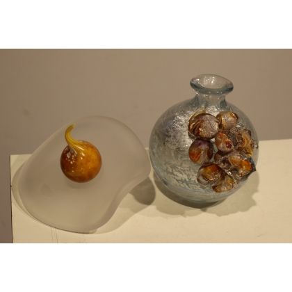 Flacon raisins orange en verre signé LUZORO 1992