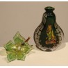 Flacon vert et jaune en verre signé LUZORO 97