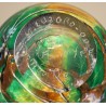 Flacon vert et jaune en verre signé LUZORO 00