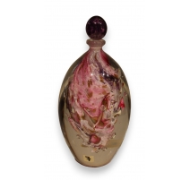 Flacon rose et violet en verre signé LUZORO 00