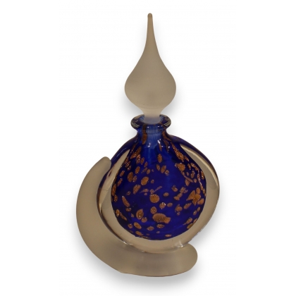 Flacon bleu et or en verre de LUZORO