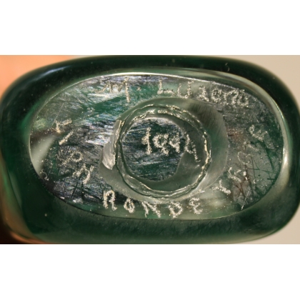 Flacon vert et bronze en verre de LUZORO 1994