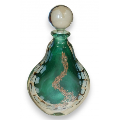 Flacon vert et or en verre de LUZORO 1995