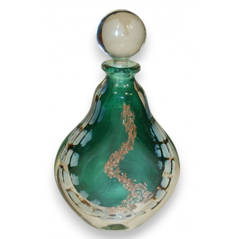 Flacon vert et or en verre de LUZORO 1995