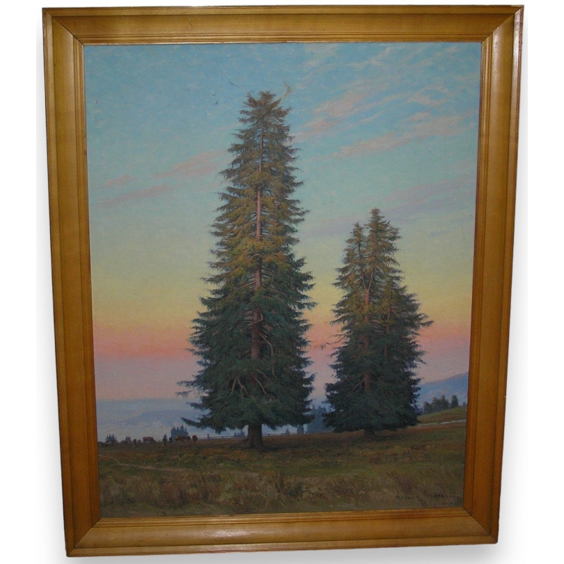 Paintings | Painting: ‘Two Fir Trees’. Moinat SA  – Antiques and home décor