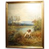 Tableau \"Chien de chasse\" signé J RENAUD
