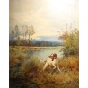 Tableau \"Chien de chasse\" signé J RENAUD