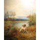 Tableau "Chien de chasse" signé J RENAUD