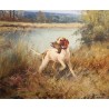 Tableau \"Chien de chasse\" signé J RENAUD