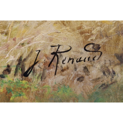 Tableau \"Chien de chasse\" signé J RENAUD