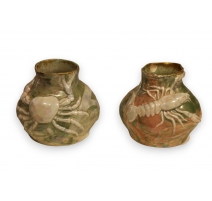 Paire de vases Crabe et Ecrevisse en porcelaine