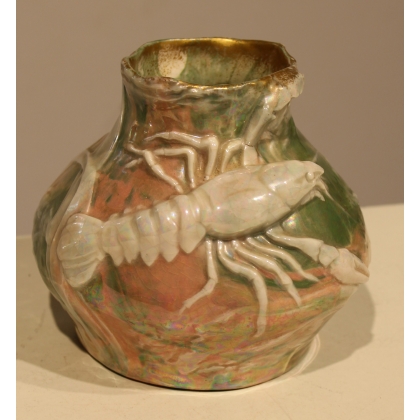 Paire de vases Crabe et Ecrevisse en porcelaine