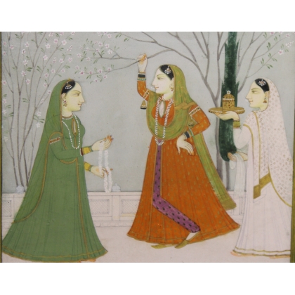 Gravure indienne "Trois femmes"