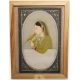 Gravure indienne "Femme en vert au perroquet"