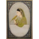 Gravure indienne "Femme en vert au perroquet"