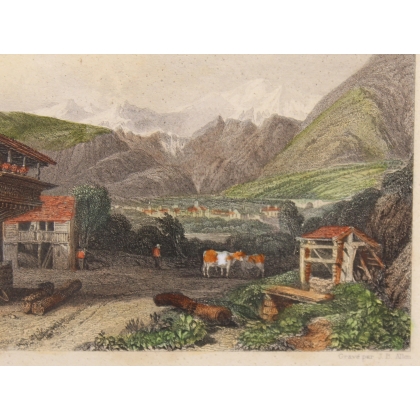 Engraving entitled ‘Swiss Cottage’ by C. STANFIELD