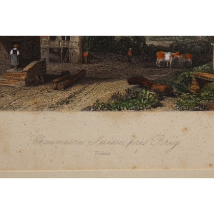 Engraving entitled ‘Swiss Cottage’ by C. STANFIELD