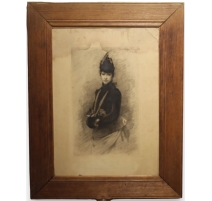 Dessin au fusain "Femme" signé PIGUET