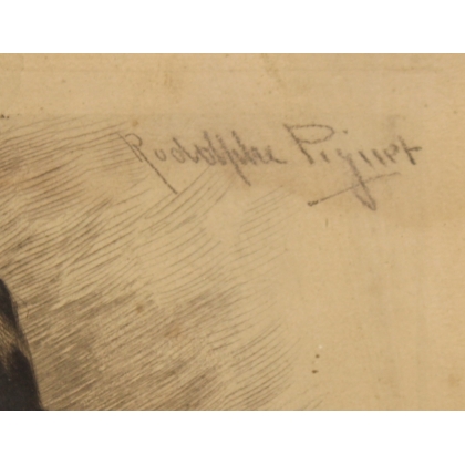 Dessin au fusain "Femme" signé PIGUET