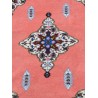 Pink Moroccan wool rug with a blue border