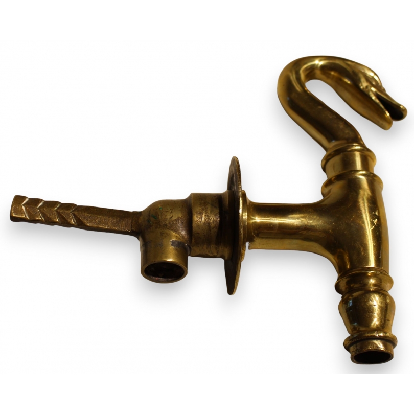 Polished brass swan-neck tap