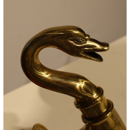 Polished brass swan-neck tap