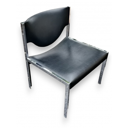 Chaise chrome et simili-cuir noir de Horgen Glarus