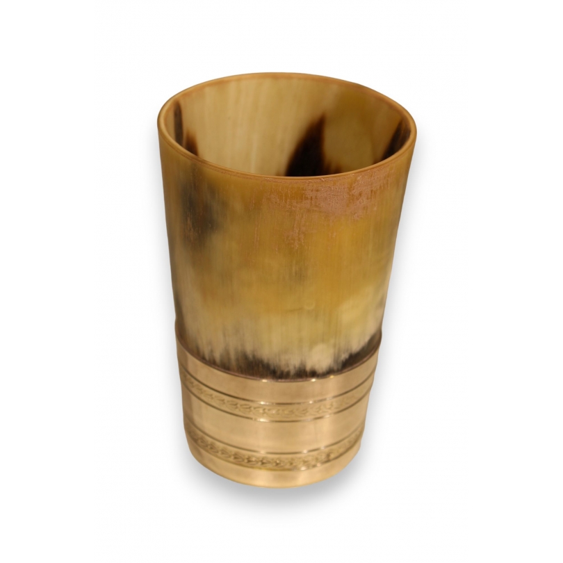 Horn and silver-plated metal cup