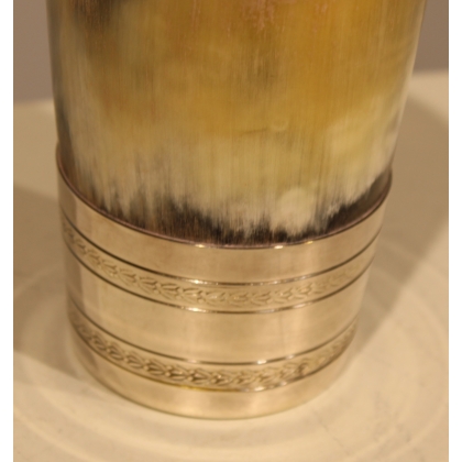 Horn and silver-plated metal cup