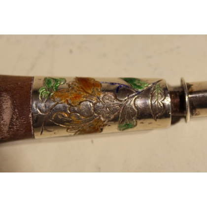 Pipe made of bone, wood and silver-plated metal