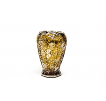 Vase en cristal de Bohème jaune à décor de fleurs