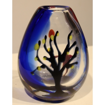Vase à décor d'un arbre signé PEBAQUÉ