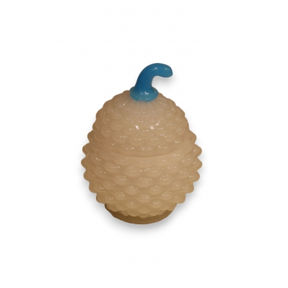 Bonbonnière ananas en opaline blanche et bleue