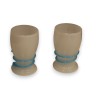 Pair of white opaline snake-patterned tumblers