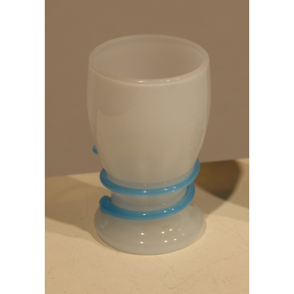 Pair of white opaline snake-patterned tumblers