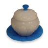 Bonbonnière en opaline blanche et bleue