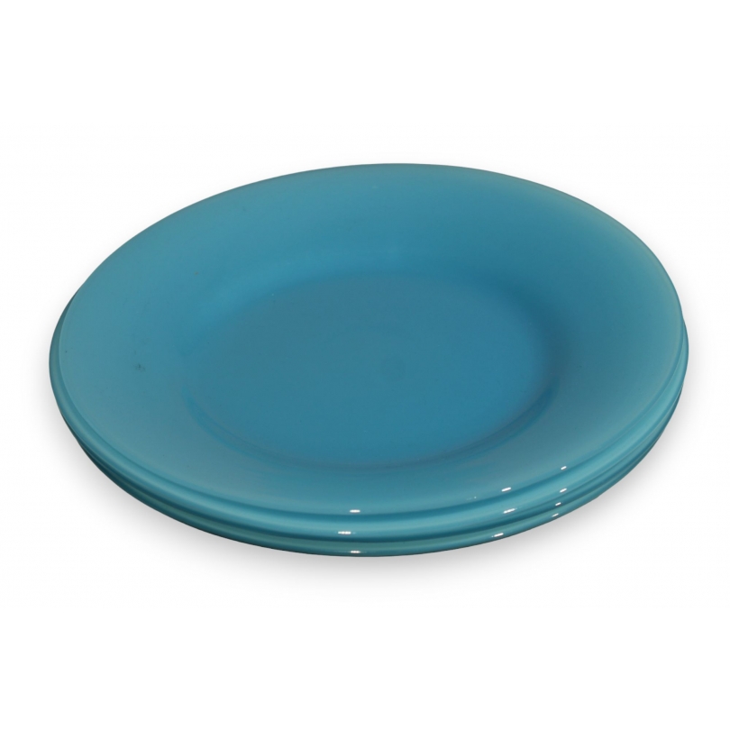 Assiette opaline bleue