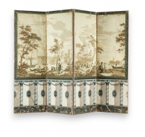 Paravent au papier peint à décor orientaliste