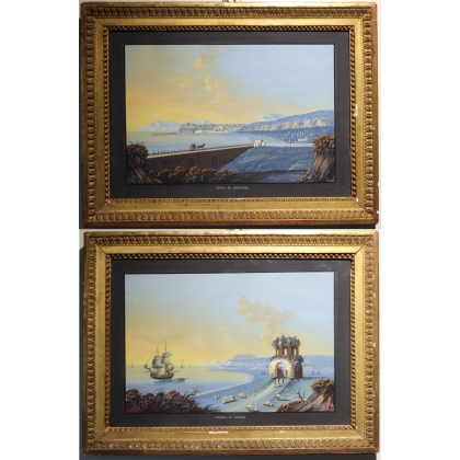 Paire de gouaches napolitaines