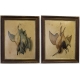 Paire de lithographies "Oiseaux" en relief