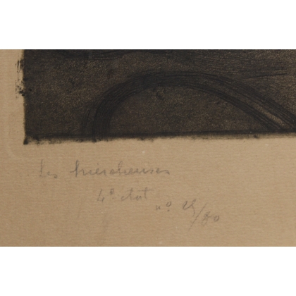 Engraving entitled ‘Wheat-Gatherers by the Cart’, signed DELSA