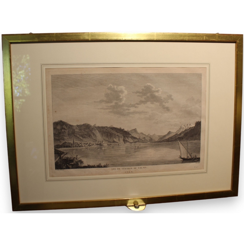 Engraving entitled ‘View of the entrance to Valais’ by BREMDOIN