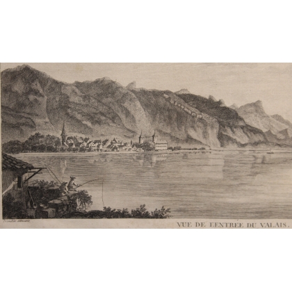 Engraving entitled ‘View of the entrance to Valais’ by BREMDOIN