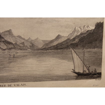 Engraving entitled ‘View of the entrance to Valais’ by BREMDOIN