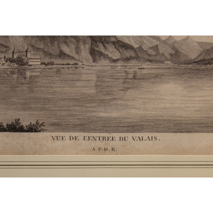 Engraving entitled ‘View of the entrance to Valais’ by BREMDOIN